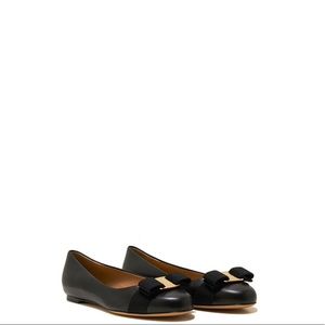 Ferragamo Black Flats with Gold size 6.5
